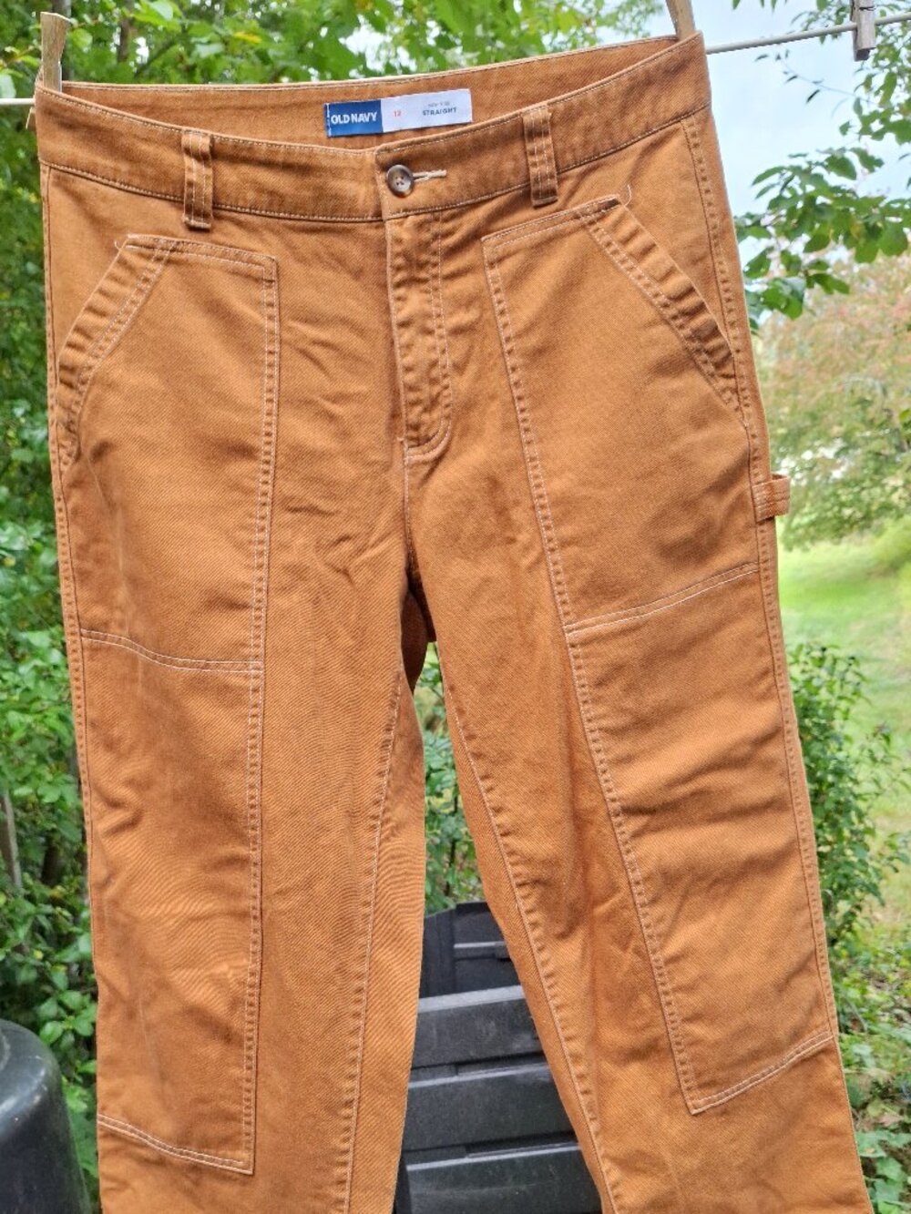 Old Navy Painter/Cargo cotton jeans-Luscious Mustard color-Never worn-Size 12
